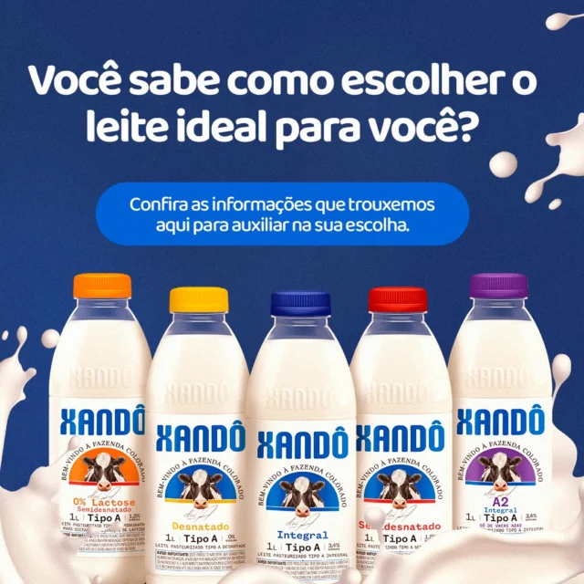 Existem diversos tipos de leite nos supermercados e, com tanta variedade, os consumidores podem ficar com muitas dúvidas sobre qual seria o ideal para adquirir.De acordo com as informações de cada leite Xandô, você pode escolher aquele que melhor atende ao seu paladar e às suas necessidades.Da ordenha ao envase e sem contato manual, a produção dos leites Xandô é 100% feita na Fazenda Colorado: a primeira granja leiteira brasileira a obter a certificação Bem-estar Animal, de acordo com os requisitos internacionais.Saborosos, leves, nutritivos e frescos, os leites da Xandô chegam à sua mesa em até 24 horas após a ordenha.#Xando #LeitesXando #VoceMaisSaudavel #Nutrientes #Saude #BemEstar