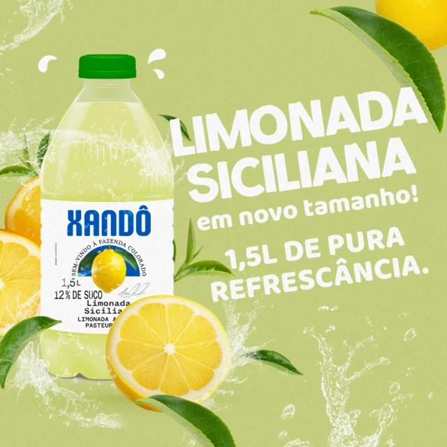 Nossa Limonada Siciliana - que você já conhece e adora - também está disponível na versão de 1,5L. A escolha perfeita para dividir com a família, preparar aquele drink geladinho ou simplesmente se refrescar em grande estilo. 🍋É puro, sem aditivos e sem conservantes, pronta para o consumo.Só abrir, servir e se deliciar – fácil assim, do jeitinho que a gente gosta.E aí, o que você achou de toda essa refrescância? 💛#Xandô #LimonadaSiciliana #NovoTamanho #Refrescância #SucoXandô #VitaminaC
